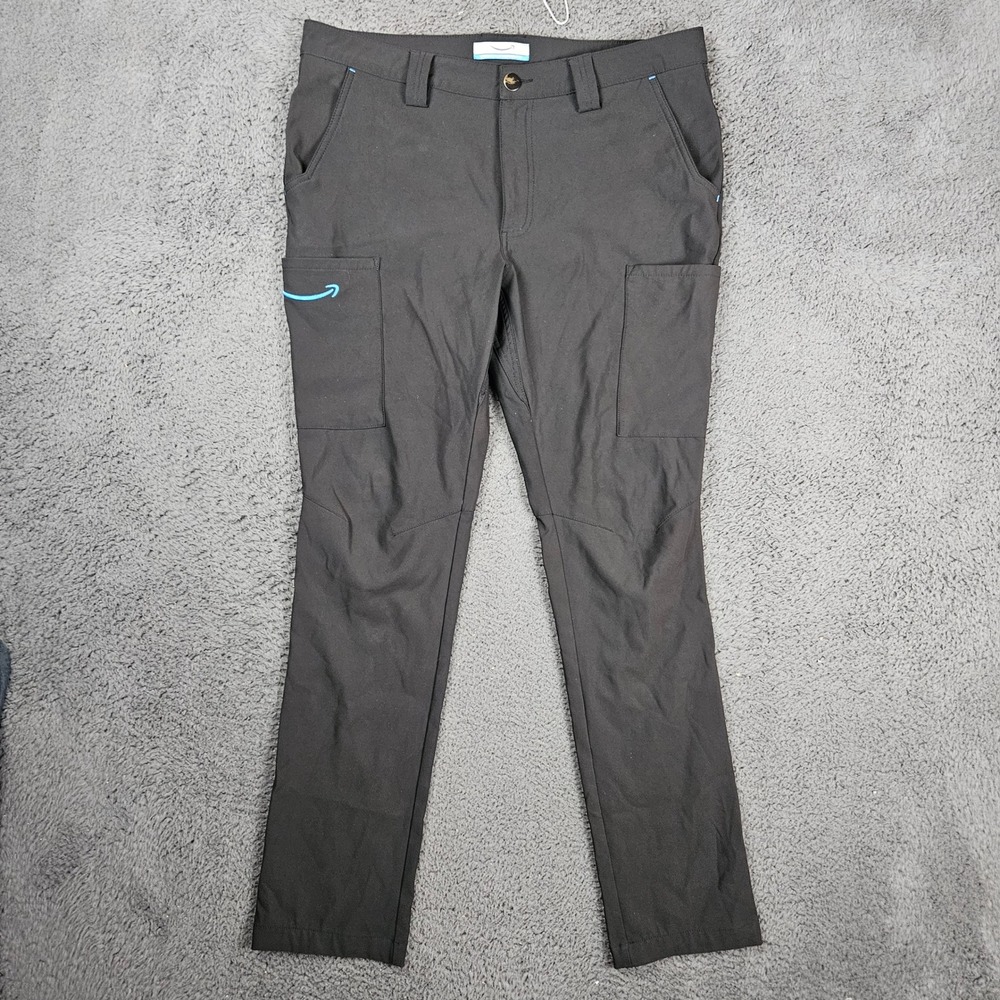 Amazon Luly Yang Mens Black Cargo Work Pants Size Medium 32-34 Utility